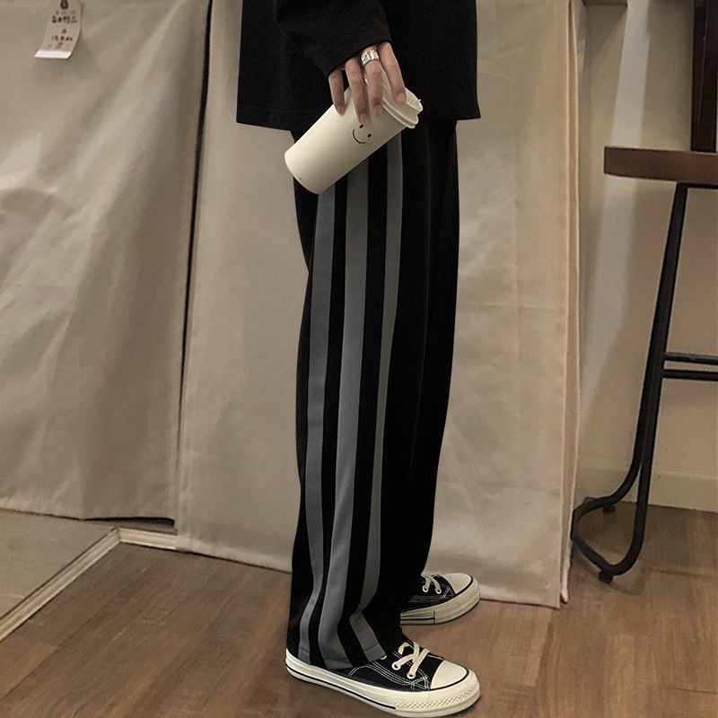 Title 4, Spring Striped Mopping Pants Mens Straight Cas...