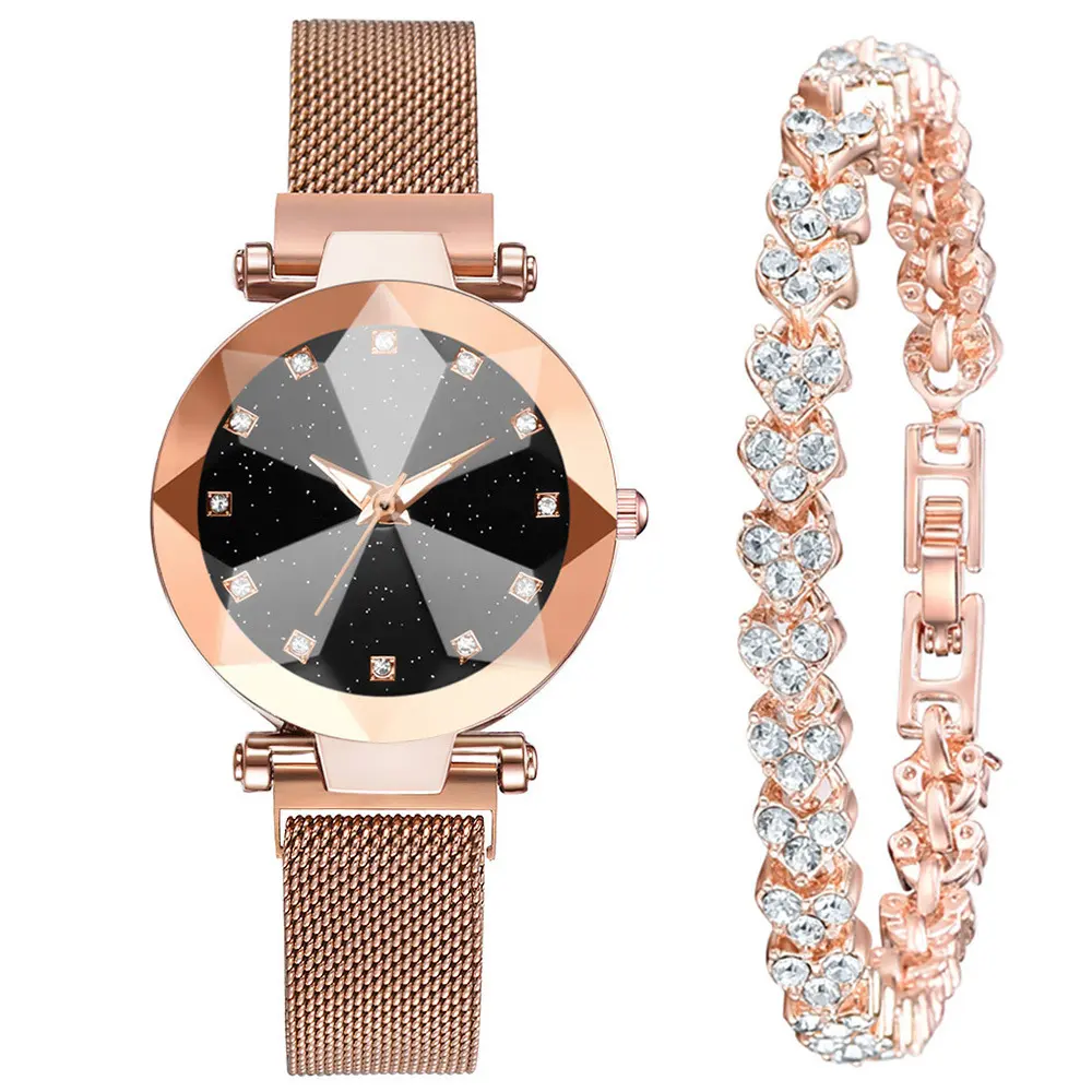 Women's Watch Square Diamond Rhinestone Starry Sky Face Ladies