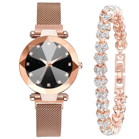 Women's Watch Square Diamond Rhinestone Starry Sky Face Ladies