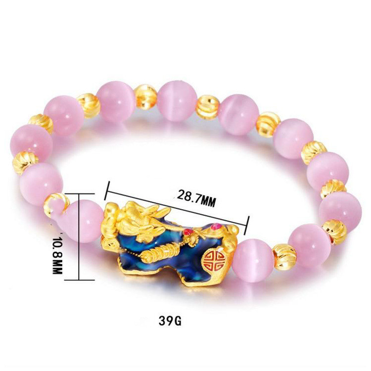 Pure Gold Piqiu Agate Bracelet Male Color-Changing Obsidian Bracelet Bracele