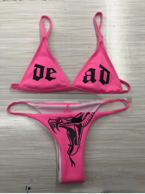 Snakeskin Cloth Fluorescent Color Bikini Red - Shop at LoveMi