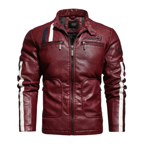Men'S Leather Clothing Tide Motorcycle Jacket Washed Plus Cotton