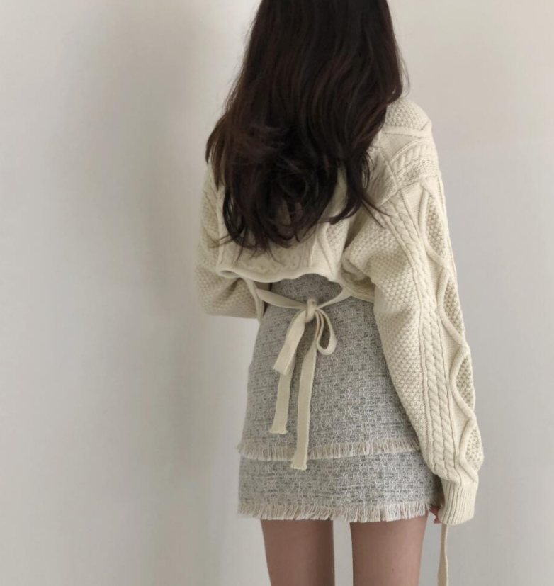 Title 2, Vintage Linen Pattern Back Knit Sweater and Fri...