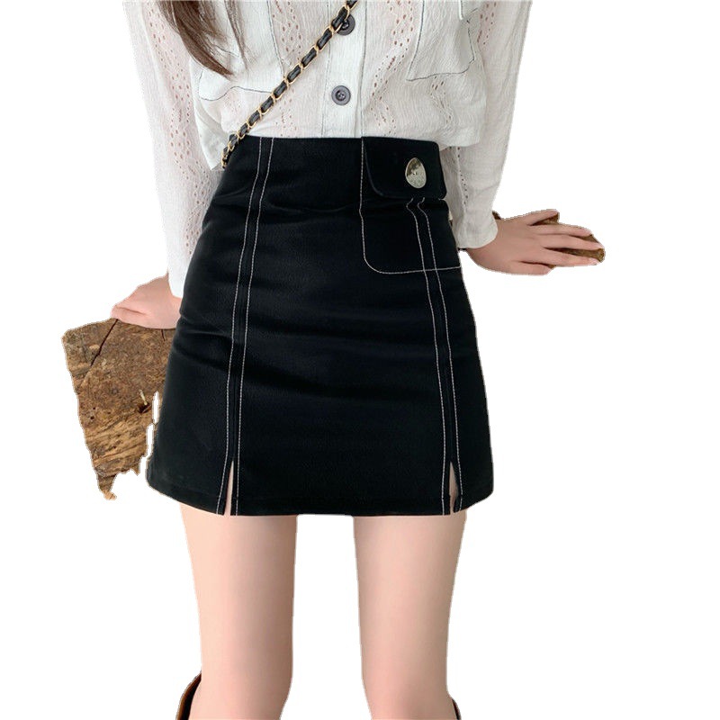A-Line Skirt Is Thinner, Buttocks Slit Short Skirt Women