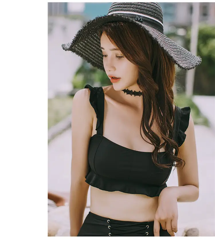 Split Swimsuit High Waist Bandage Was Thin Covering Belly Double Shoulder Ladies Swimsuit