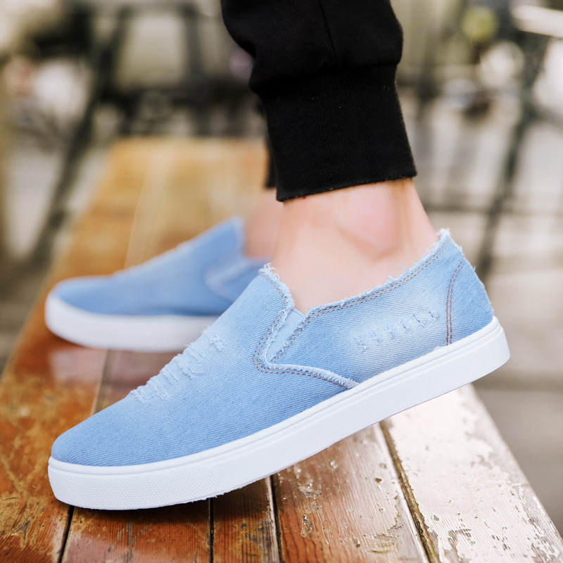 Title 5, Summer Light Blue Flat Canvas Shoes Breathable ...