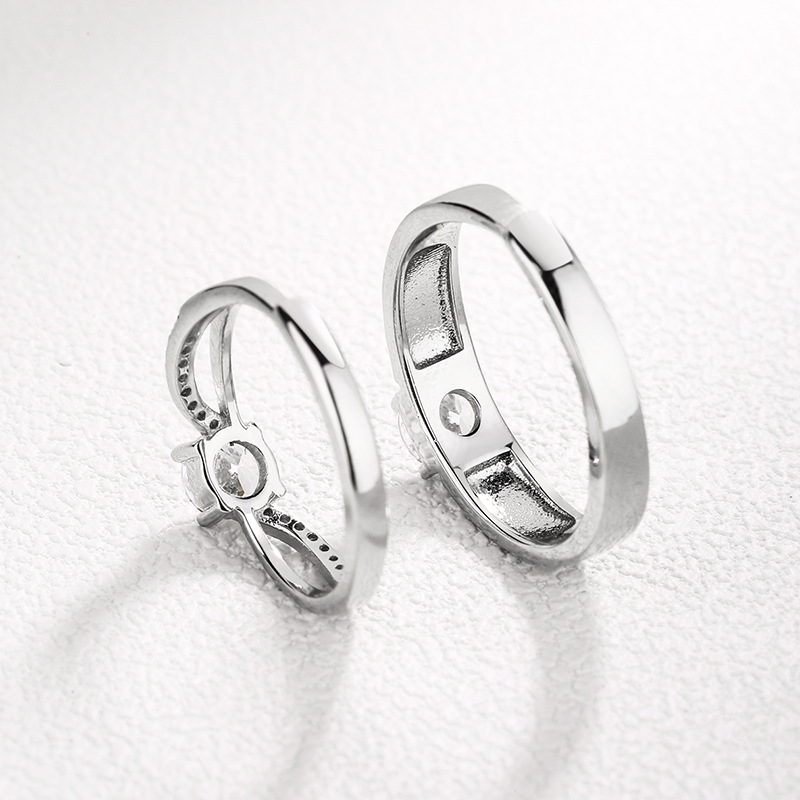 S925 Silver Couple Ring Men And Women Simple Japanese And Korean Version Diamond Pair Ring