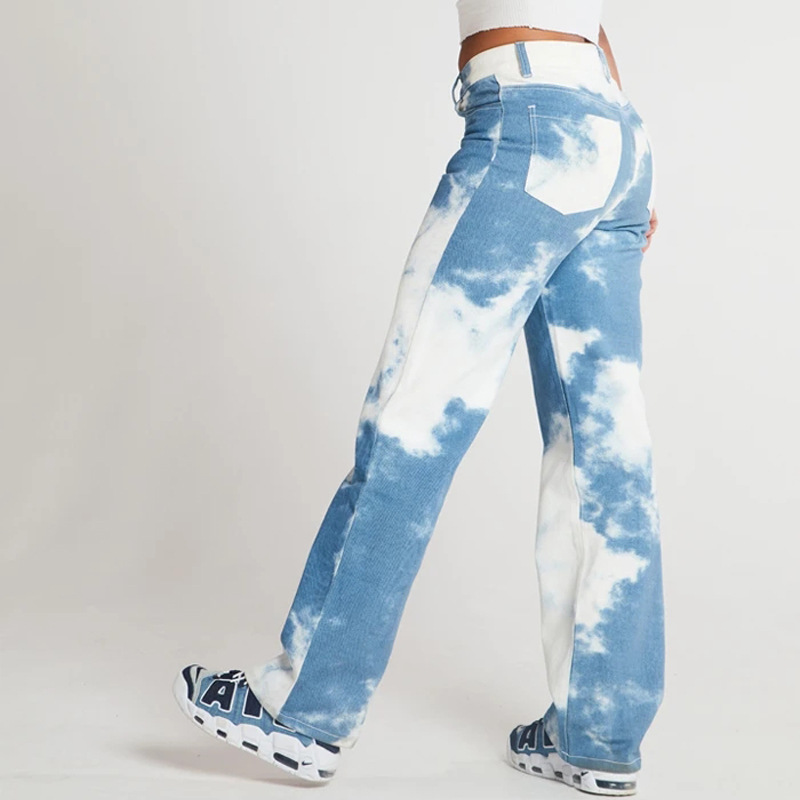 Title 4, Tie Dye Print Straight Leg Jeans For Women