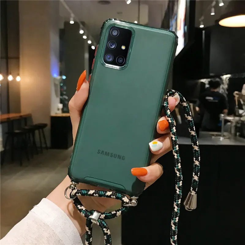 Samsung S20ultra Pure Color Lanyard Phone Case A51A70 Silicone