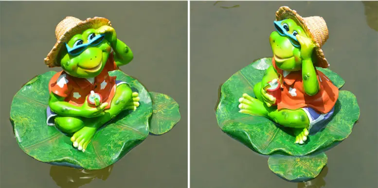 Floating Frog Water Surface Decoration Fish Pond Fountain Flowing Water Landscape Sculpture Resin Crafts Decoration