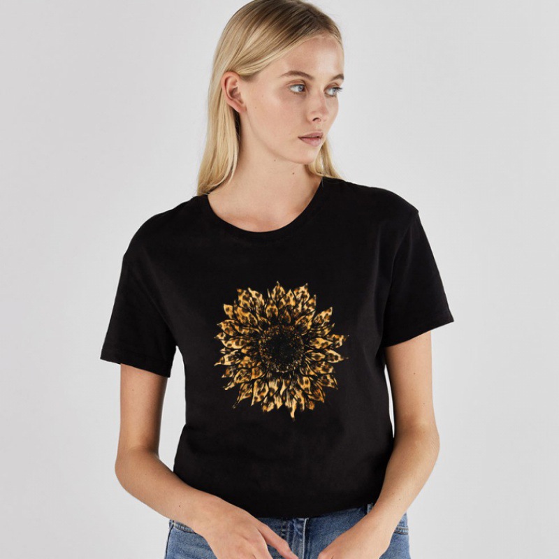 Leopard Lip Pattern Women'S Top Loose Round Neck Fashion Women'S T-Shirt