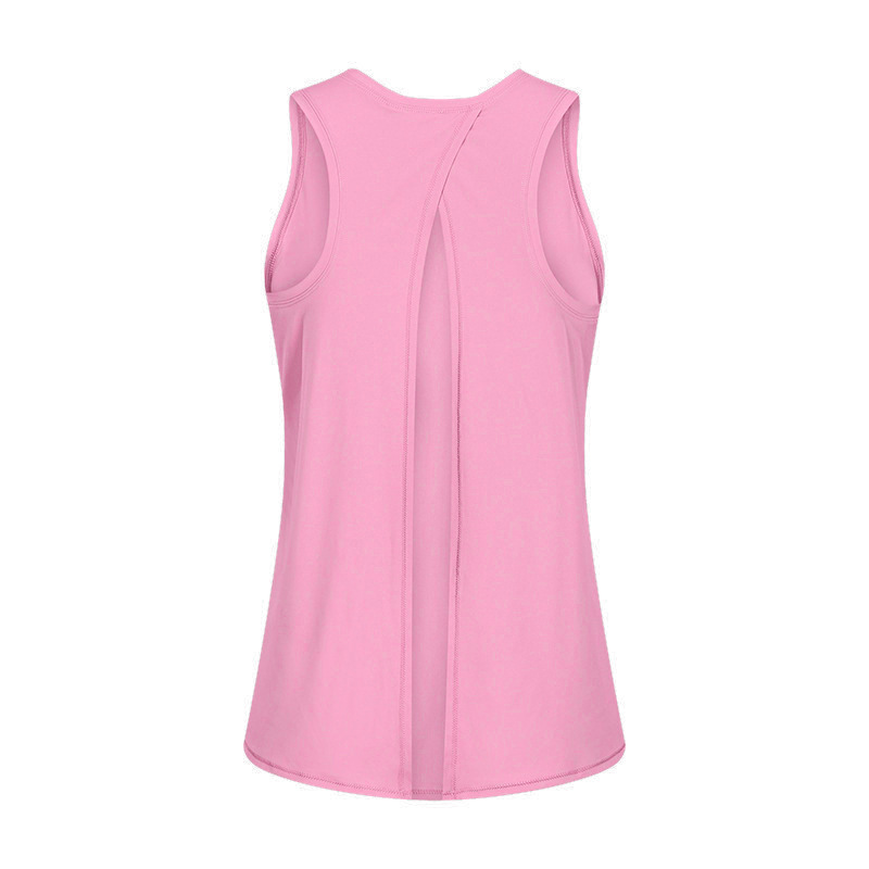 Cross-border European and American Sleeveless Sports Vest Women's Summer Running Fitness Top Loose Blouse Bandage Yoga Wear