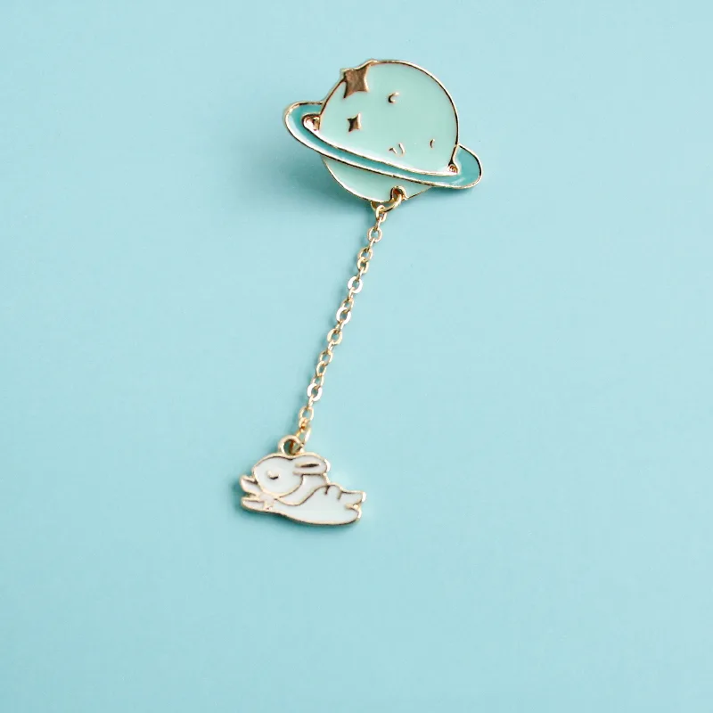 Planet Bunny Brooch Bag Pendant Jewelry Cute Japanese Badge