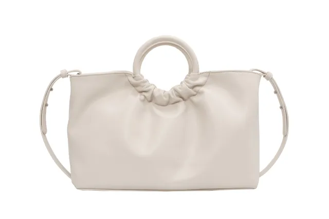Popular New Trendy Fashion Net Red One Shoulder Fold Casual Tote Bag White - Shop at LoveMi
