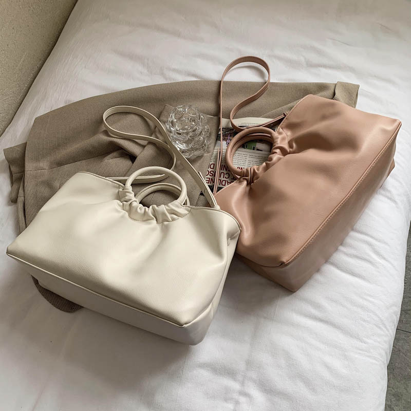 Popular New Trendy Fashion Net Red One-Shoulder Fold Casual Tote Bag