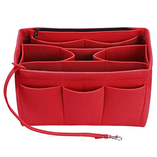 Cross Border Felt Cosmetic Bag Multi Function Large Capacity Bag Middle Bag Travel Wash Felt Storage Bag Red - Shop at LoveMi