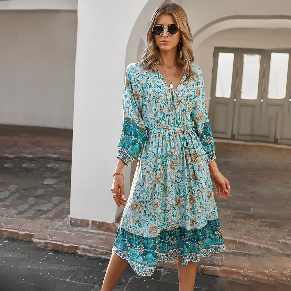 Bohemian Resort Style Printed Dress