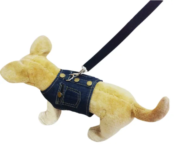 Pet Dog's Chest Harness Denim Jacket Back Leash Dog Supplies Dark Blue - Shop at LoveMi