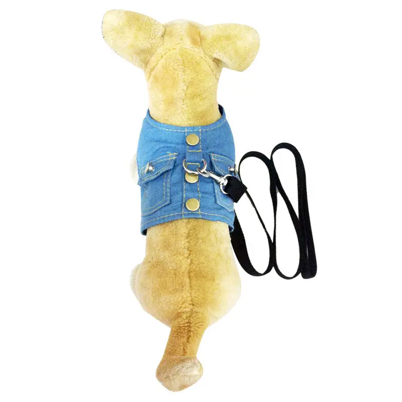 Pet Dog's Chest Harness Denim Jacket Back