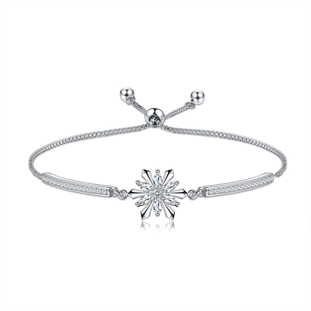 Ladies Platinum Plated Simple Bracelet With Zircon