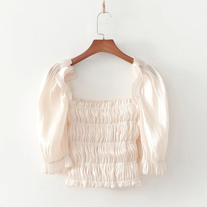Puff Sleeve Pleated Princess Top