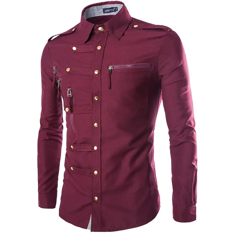 Brand Men Shirt Fashion Design Mens Slim Fit Cotton