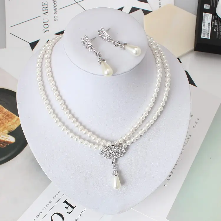 European And American Jewelry Bride Pearl Crystal