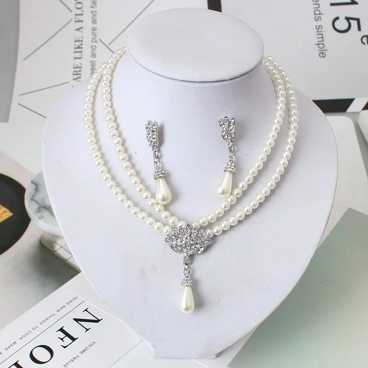 European And American Jewelry Bride Pearl Crystal