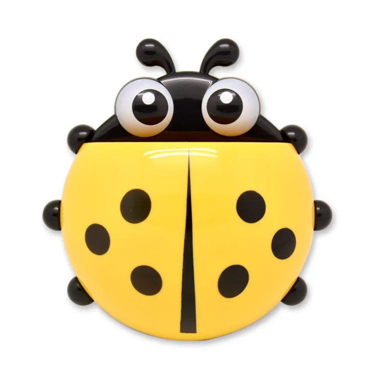 Cartoon Cute Ladybug Sucker Toothbrush Holder - Yellow