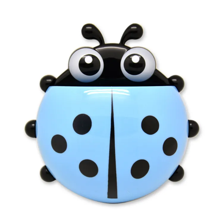 Cartoon Cute Ladybug Sucker Toothbrush Holder - Blue