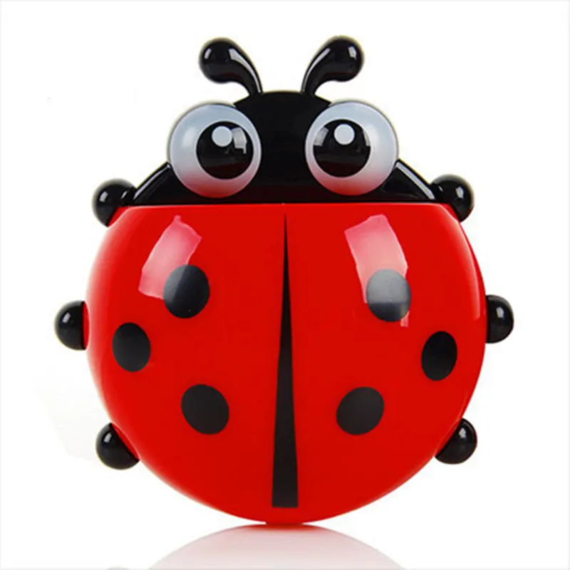 Cartoon Cute Ladybug Sucker Toothbrush Holder - Red