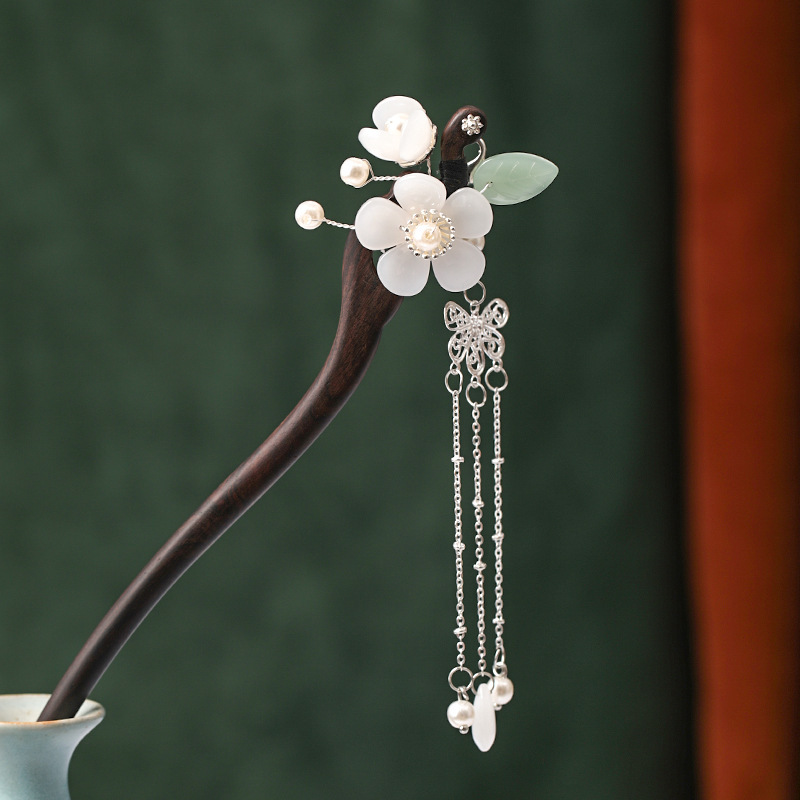 Antique Hair Ornaments Small Fresh Retro Wood Hairpin Classical Court Step Shake Chinese Style Hanfu