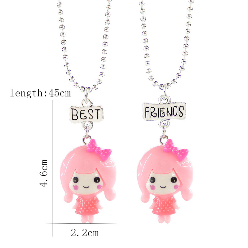 Children Accessories Resin Girl Baby Best Friends Two Sisters Necklace