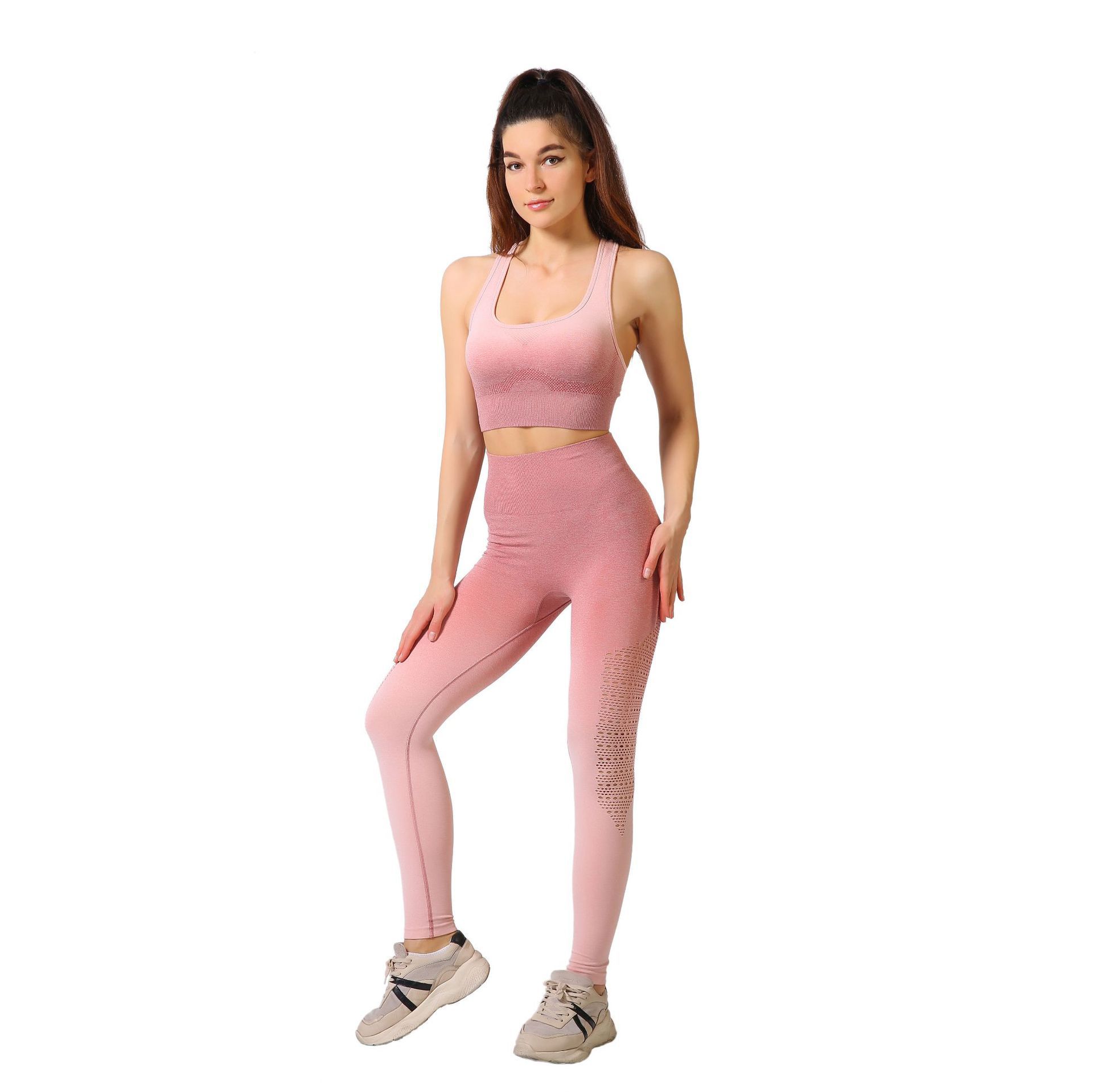 Peach Buttocks Gradient Outdoor Fitness Suit Champagne Powder - Shop at LoveMi