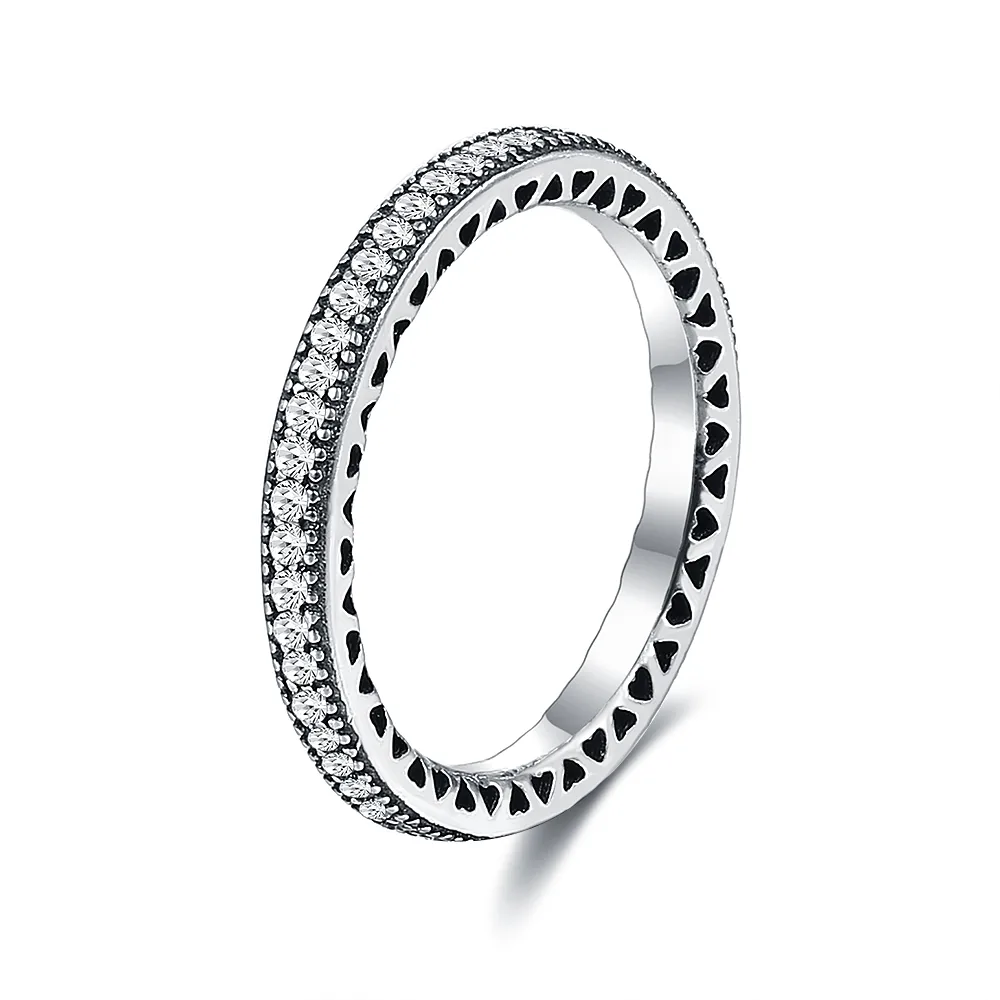 Full Diamond Proposal Ring Female 925 Silver