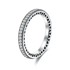 Full Diamond Proposal Diamond Ring Female 925 Silver Ring - Silver - View 1