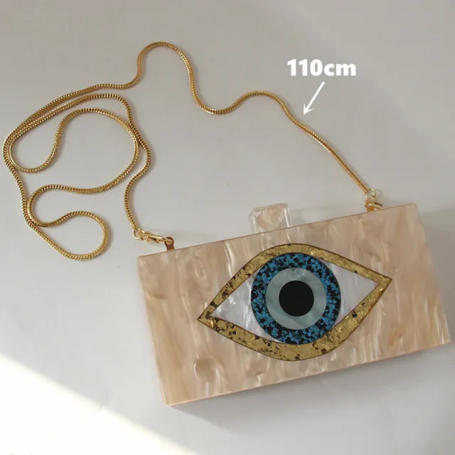 Portable Dinner Bag Hit Color Single Shoulder Messenger Bag Wedding Dinner Clutch Champagne Eye Pack Flat Snake - Shop at LoveMi