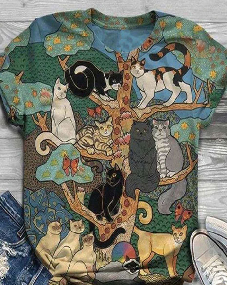 European And American Foreign Trade Women's Creative 3D Digital Printing Short-Sleeved T-Shirt