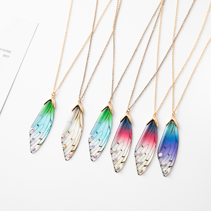 Cicada Wing Wing Necklace Cold Wind Rainbow Pendant Butterfly Wing Clavicle Chain Female