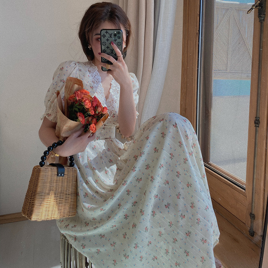 V-Neck Floral Maxi Dress