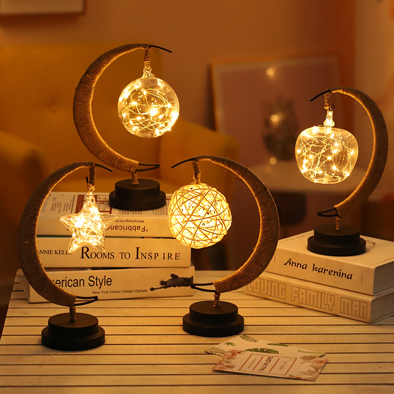 Led Moon Light Wrought Iron Ornament Light Star Shape Copper Wire Light Decorative Light USB Battery - Image 9