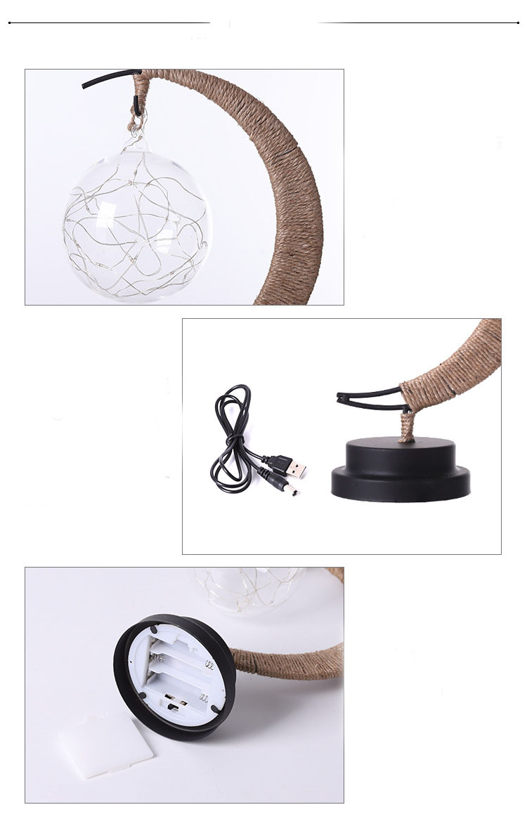 Led Moon Light Wrought Iron Ornament Light Star Shape Copper Wire Light Decorative Light USB Battery - Image 12