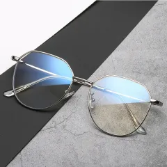 Glasses Myopia With Degree With Glasses Frame Female Korean Retro Metal Round Face Glasses Frame Super Light - Gold - View 1