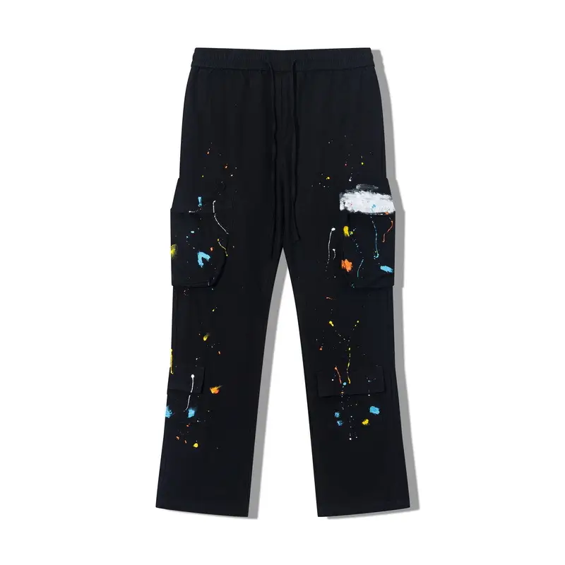 Ink Printing Multi-pocket Overalls Men's High Street Straight Leg Pants Street Loose Casual Pants