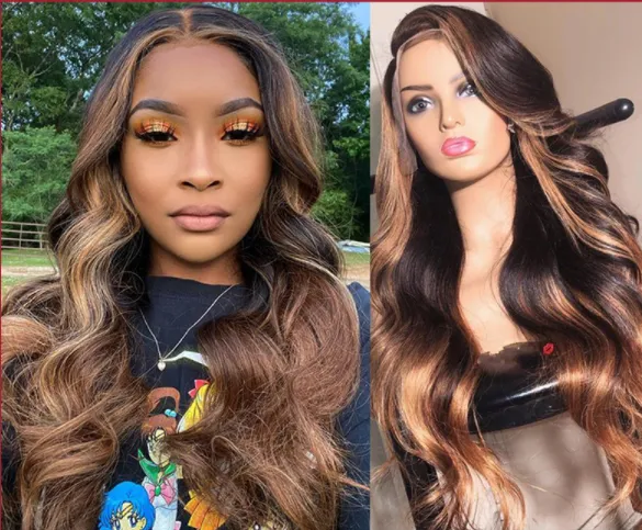 Wig European And American Long Curly Hair Wavy Curly Hair Front Lace African Women Chemical Fiber Wig Cover Gradient Wig - Shop at LoveMi