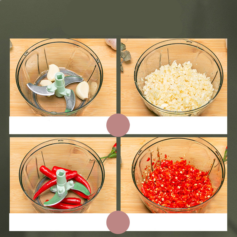 Meat Grinder Manual Household Vegetable Cutter Small Pound Garlic Minced Fruit Puree Chili Cooking Machine