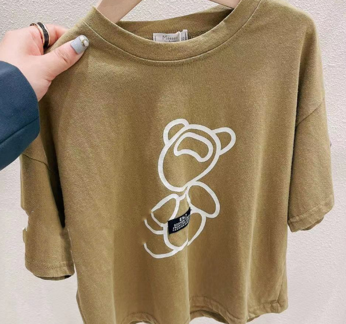 Summer New Big Boy Boy T-Shirt Cartoon Letters Western Style Casual Short-Sleeved T-Shirt