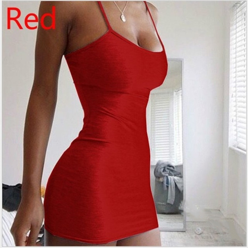 Women Pure Color Hanging Neck Suspender Skirt – Tight-Fit Hip Dress - Picture 10 of 14