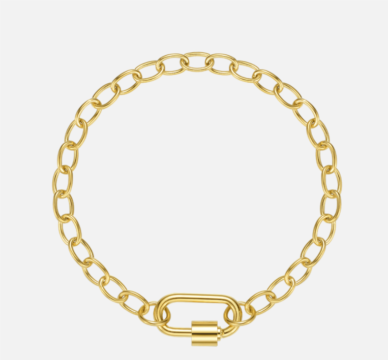 Gold Titanium Steel Personalized Turnbuckle Oval Chain Bracelet Fashion Same Style Bracelet