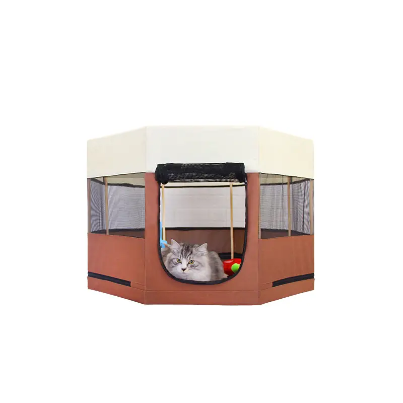 Solid Wood Bracket Octagonal Fence Oxford Cloth Waterproof And Scratch Resistant Cat Kennel Pet Supplies